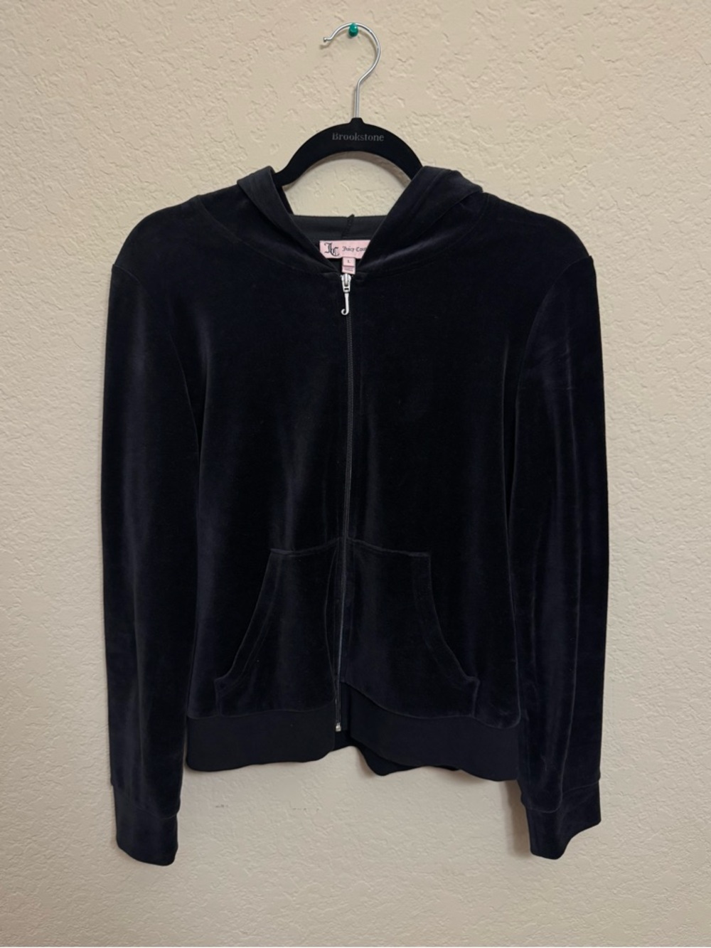 Juicy Couture Black Velour Zip Front Hoodie